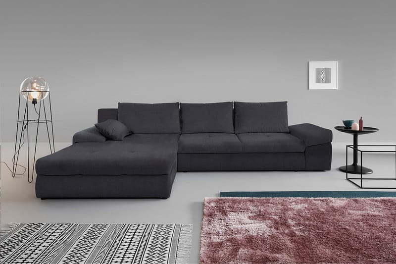 Divanbäddsoffa Barriga 313x215x82 cm - Grå - Möbler - Soffa - Bäddsoffa - Bäddsoffa divan