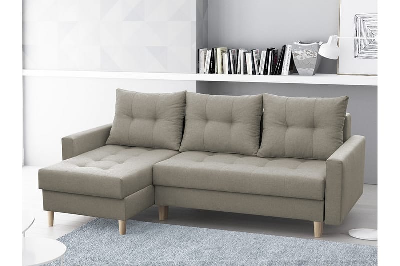 Divanbäddsoffa Bodo 222x140x90 cm - Beige/Grå - Möbler - Soffa - Bäddsoffa - Bäddsoffa divan