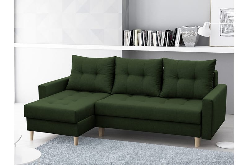 Divanbäddsoffa Bodo 222x140x90 cm - Grön - Möbler - Soffa - Bäddsoffa - Bäddsoffa divan