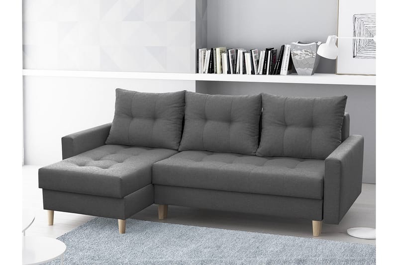 Divanbäddsoffa Bodo 222x140x90 cm - Mörkgrå - Möbler - Soffa - Bäddsoffa - Bäddsoffa divan