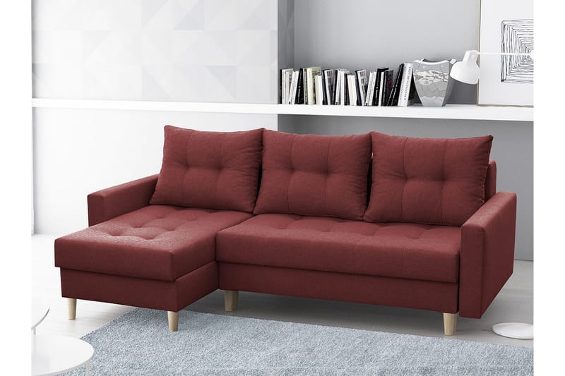 Divanbäddsoffa Bodo 222x140x90 cm - Röd - Möbler - Soffa - Bäddsoffa - Bäddsoffa divan