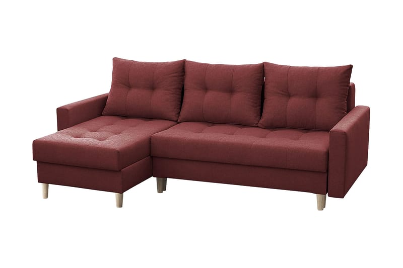 Divanbäddsoffa Bodo 222x140x90 cm - Röd - Bäddsoffa divan