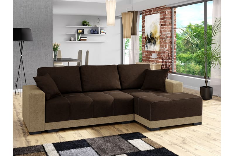 Divanbäddsoffa Dallas 240x140x80 cm - Brun - Sammetssoffa - Bäddsoffa divan