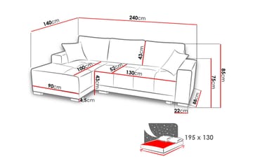 Divanbäddsoffa Dallas 240x140x80 cm - Grå - Möbler - Soffa - Bäddsoffa - Bäddsoffa divan