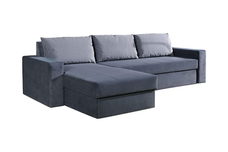 Divanbäddsoffa Domino 234x156x82 cm - Blå/Grå - Bäddsoffa divan