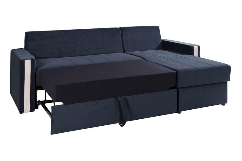 Divanbäddsoffa Domino 234x156x82 cm - Blå/Grå - Bäddsoffa divan