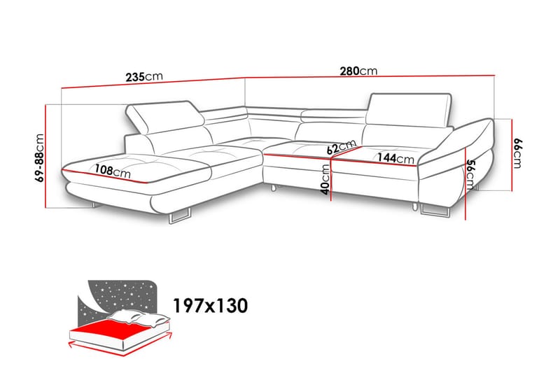 Divanbäddsoffa Fabio 280x235x88 cm - Grå - Möbler - Soffa - Sammetssoffa