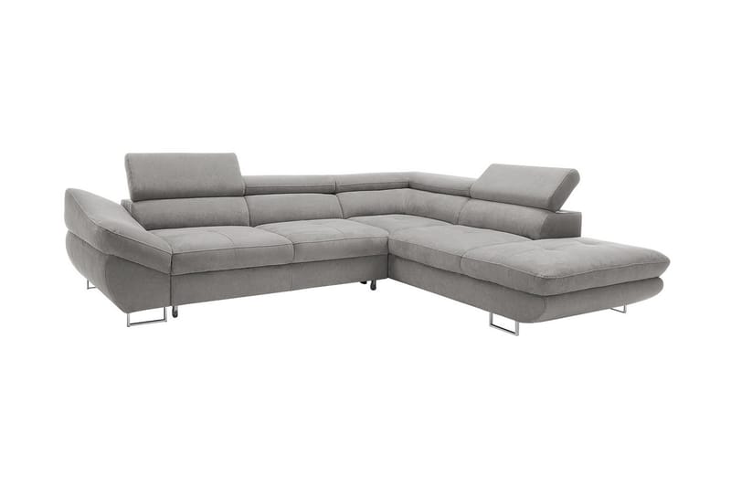 Divanbäddsoffa Fabio 280x235x88 cm - Grå - Sammetssoffa - Bäddsoffa divan