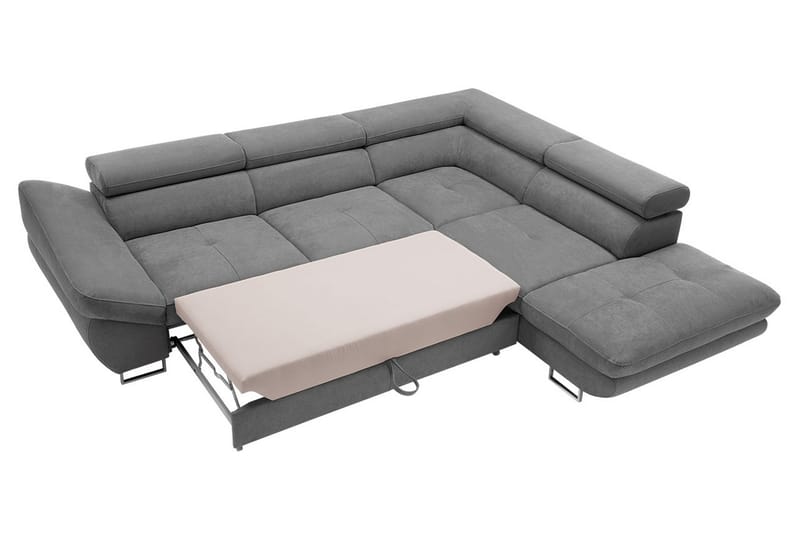 Divanbäddsoffa Fabio 280x235x88 cm - Grå - Sammetssoffa - Bäddsoffa divan