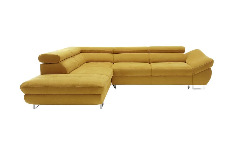 Divanbäddsoffa Fabio 280x235x88 cm - Gul - Sammetssoffa - Bäddsoffa divan