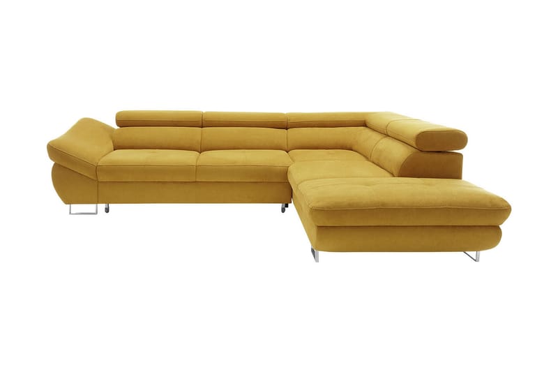 Divanbäddsoffa Fabio 280x235x88 cm - Gul - Sammetssoffa - Bäddsoffa divan