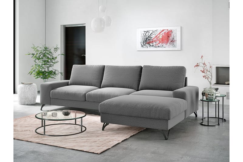 Divanbäddsoffa Flavio 292x141x91 cm - Grå - Möbler - Soffa - Bäddsoffa - Bäddsoffa divan