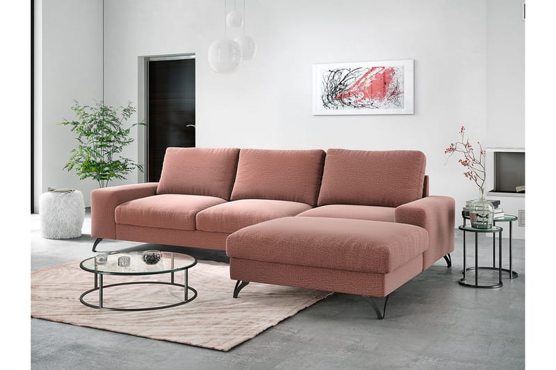 Divanbäddsoffa Flavio 292x141x91 cm - Rosa - Bäddsoffa divan