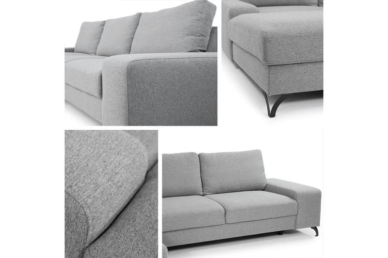Divanbäddsoffa Flavio 300x94x91 cm - Grå - Möbler - Soffa - Bäddsoffa - Bäddsoffa divan