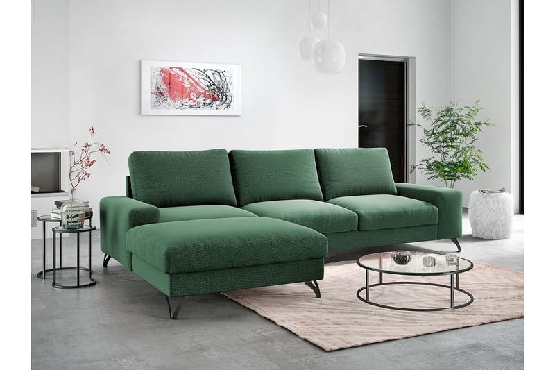 Divanbäddsoffa Flavio 300x94x91 cm - Grön - Bäddsoffa divan