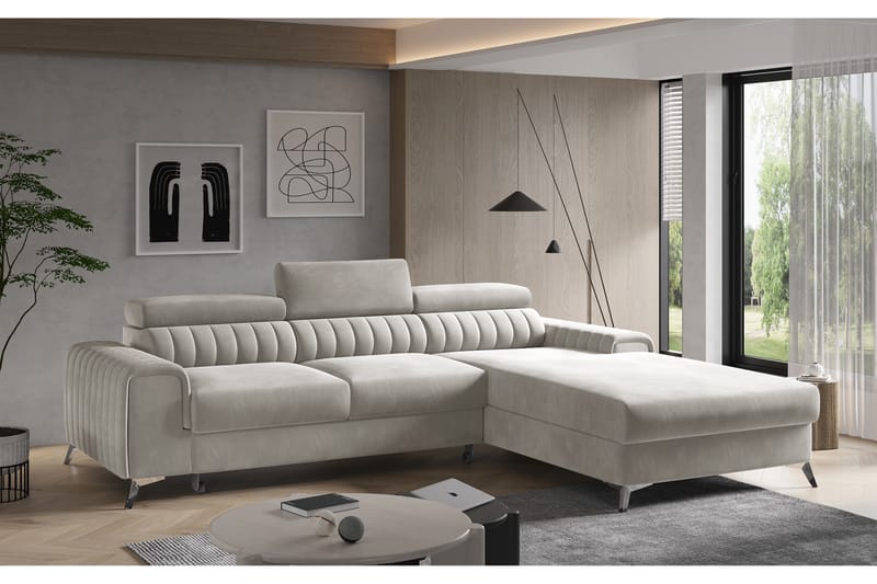Divanbäddsoffa Floresville Höger - Beige - Möbler - Soffa - Bäddsoffa - Bäddsoffa divan