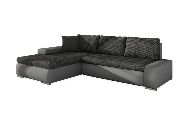 Divanbäddsoffa Ianto 265x185x85 cm - Grå - Skinnsoffa - Bäddsoffa divan