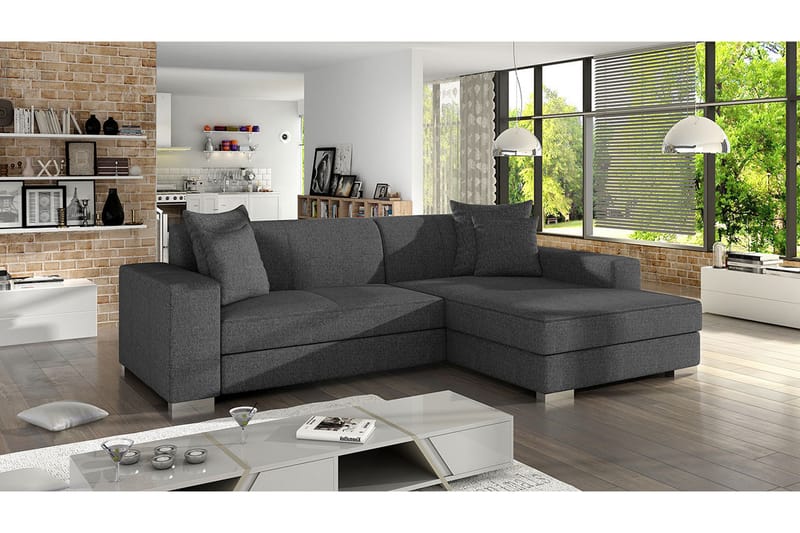 Divanbäddsoffa Mexico 262x178x75 cm - Grå - Möbler - Soffa - Bäddsoffa - Bäddsoffa divan