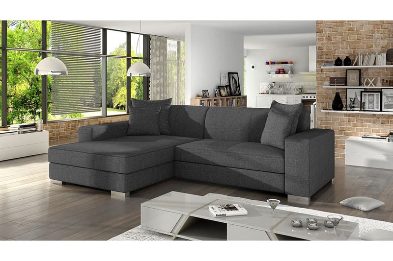 Divanbäddsoffa Mexico 262x178x75 cm - Grå - Möbler - Soffa - Bäddsoffa - Bäddsoffa divan