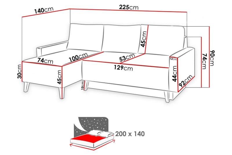Divanbäddsoffa Oviedo 225x140x88 cm - Brun - Möbler - Soffa - Bäddsoffa - Bäddsoffa divan