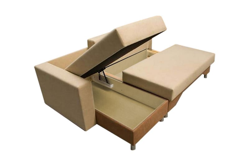 Divanbäddsoffa Tom 215x133x72 cm - Beige/Brun/Vit - Sammetssoffa - Bäddsoffa divan