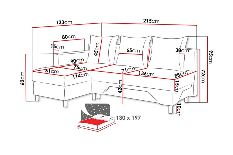 Divanbäddsoffa Tom 215x133x72 cm - Beige/Brun/Vit - Sammetssoffa - Bäddsoffa divan