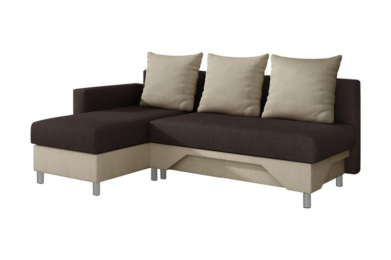 Divanbäddsoffa Tom 215x133x72 cm - Beige/Brun/Vit - Sammetssoffa - Bäddsoffa divan