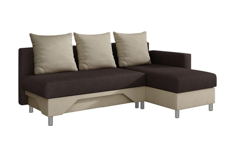 Divanbäddsoffa Tom 215x133x72 cm - Brun/Vit - Sammetssoffa - Bäddsoffa divan