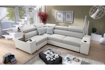 Divanbäddsoffa Perseo 282x205x95 cm - Beige/Grå/Vit - Möbler - Soffa - Bäddsoffa - Bäddsoffa divan