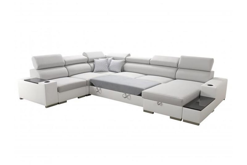 Divanbäddsoffa Perseo 358x282x95 cm - Grå/Vit - Möbler - Soffa - Bäddsoffa - Bäddsoffa divan