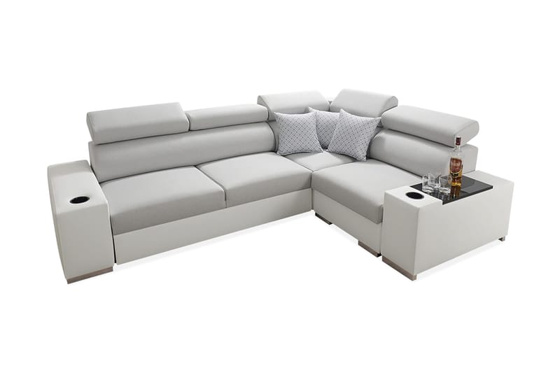 Divanbäddsoffa Perseo 282x205x95 cm - Beige/Grå/Vit - Bäddsoffa divan