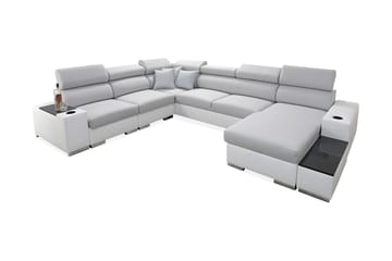 Divanbäddsoffa Perseo 358x282x95 cm - Grå/Vit - Möbler - Soffa - Bäddsoffa - Bäddsoffa divan