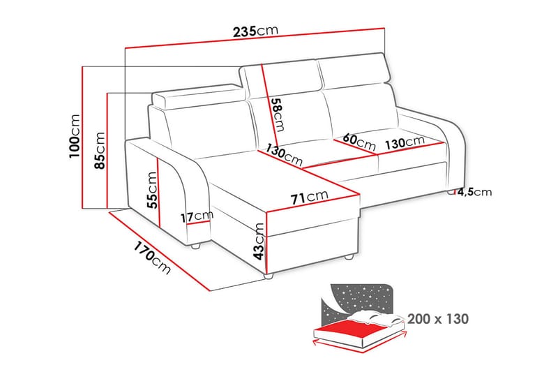 Divansoffa Dung Vändbar - Brun - Möbler - Soffa - Bäddsoffa - Bäddsoffa divan