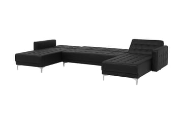 Divansoffa Najera med Fotpall - Svart - Möbler - Soffa - Bäddsoffa - Bäddsoffa divan