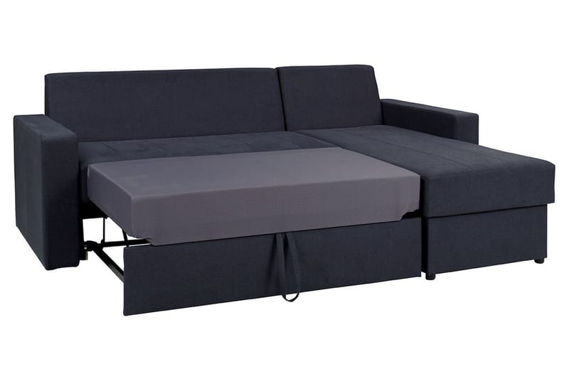 Domino 3-sits Hörnsoffa L-formad Bäddbar 140x200 cm med Förvaring i Tyg - Grå - Möbler - Soffa - Bäddsoffa - Bäddsoffa divan