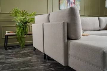 Efsunlu U-bäddsoffa - Krämvit/Svart - Möbler - Soffa - Bäddsoffa - Bäddsoffa divan