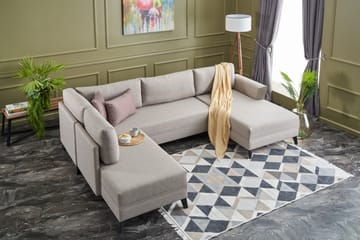 Eriska U-bäddsoffa - Beige - Möbler - Soffa - Bäddsoffa - Bäddsoffa divan