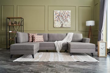 Eriska U-bäddsoffa - Brun/Svart - Möbler - Soffa - Bäddsoffa - Bäddsoffa divan