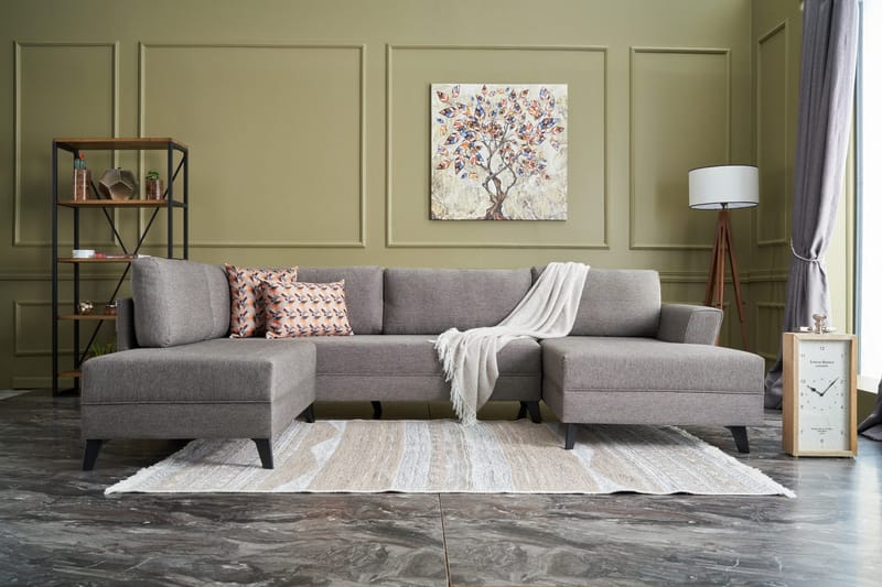 Eriska U-bäddsoffa - Brun/Svart - Möbler - Soffa - Bäddsoffa - Bäddsoffa divan