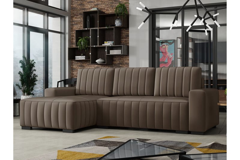 Esher Bäddsoffa Höger - Brun - Möbler - Soffa - Bäddsoffa - Bäddsoffa divan