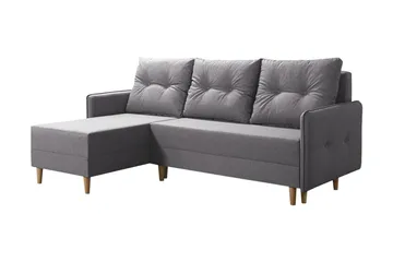 Fernisia 3-sits Vänster Hörnbäddsoffa med Förvaring i Tyg - Grå - Möbler - Soffa - Bäddsoffa - Bäddsoffa divan