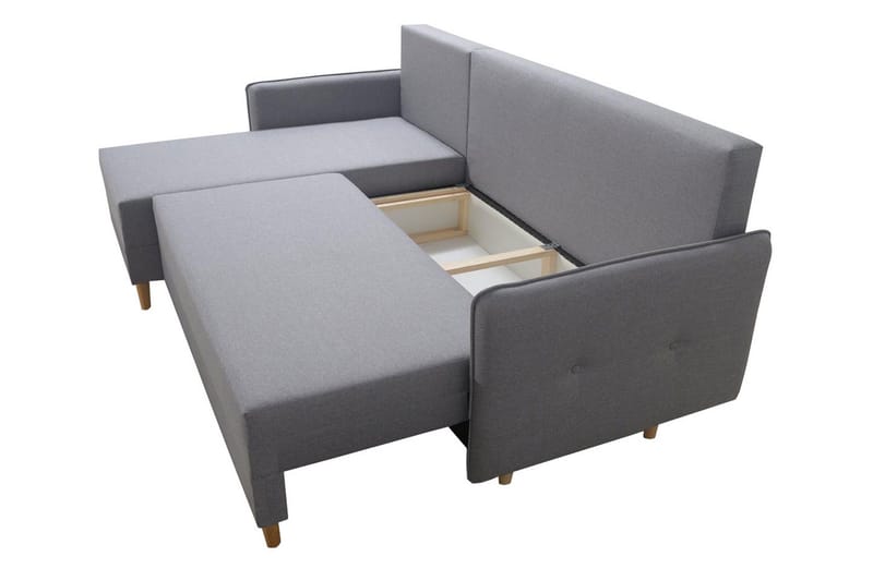 Fernisia 3-sits Vänster Hörnbäddsoffa med Förvaring i Tyg - Grå - Möbler - Soffa - Bäddsoffa - Bäddsoffa divan