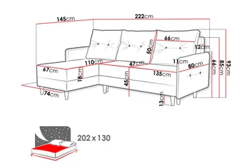 Fernisia Hörnbäddsoffa - Grå - Möbler - Soffa - Bäddsoffa - Bäddsoffa divan