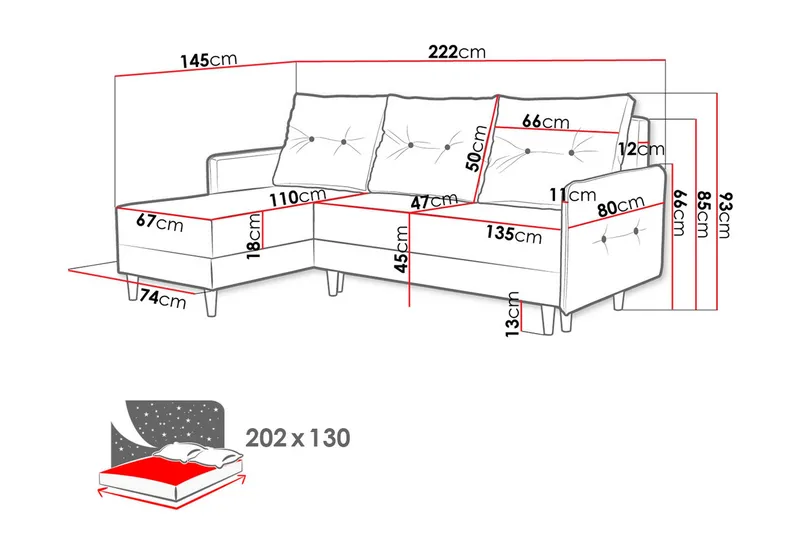 Fernisia Hörnbäddsoffa - Grå - Möbler - Soffa - Bäddsoffa - Bäddsoffa divan