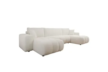 Flo Bäddsoffa Dubbeldivan 4-sits i Plysch - Vit - Möbler - Soffa - Bäddsoffa - Bäddsoffa divan