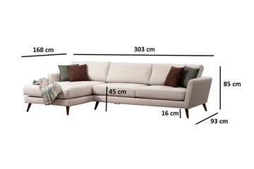 Gajanejos 5-sits Vänstervänd L-formad Bäddsoffa 93x273 cm i Sammet - Beige - Möbler - Soffa - Bäddsoffa - Bäddsoffa divan