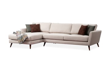 Gajanejos 5-sits Vänstervänd L-formad Bäddsoffa 93x273 cm i Sammet - Beige - Möbler - Soffa - Bäddsoffa - Bäddsoffa divan