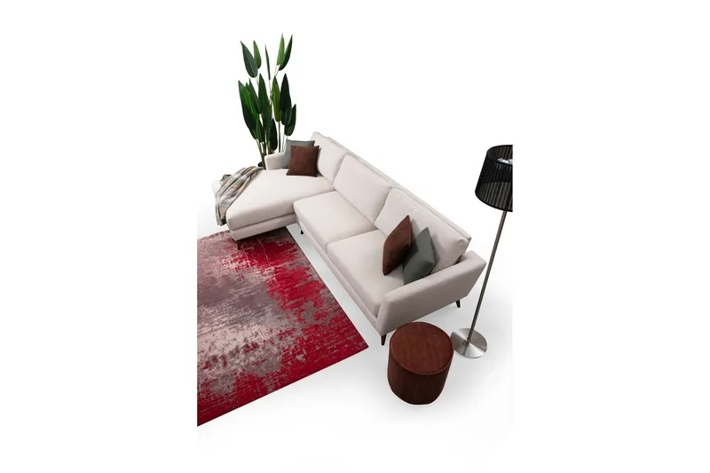 Gajanejos 5-sits Vänstervänd L-formad Bäddsoffa 93x273 cm i Sammet - Beige - Möbler - Soffa - Bäddsoffa - Bäddsoffa divan