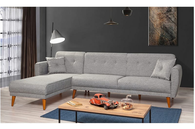 Gjoni Bäddsoffa med Divan Höger - Grå - Möbler - Soffa - Bäddsoffa - Bäddsoffa divan