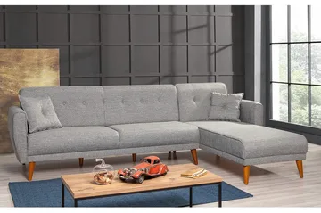 Gjoni Bäddsoffa med Divan Höger - Grå - Möbler - Soffa - Bäddsoffa - Bäddsoffa divan